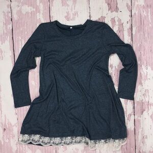 Long sleeve lace hem top